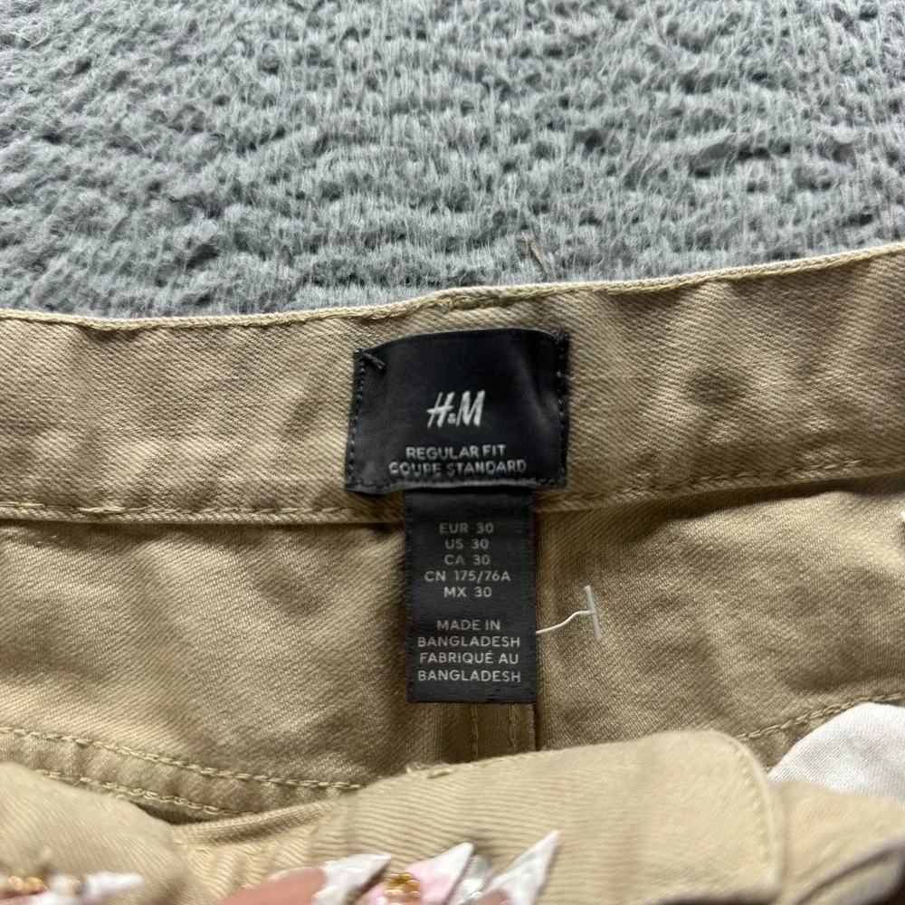 H&M Pant Mens 30x30‎ Brown Cotton Khakis Straight Leg Workwear Utility Stretch